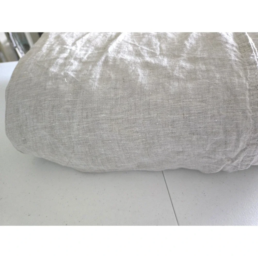 Atlinia King Duvet Cover Oatmeal 100% Linen Breathable Textured Bedding Beige